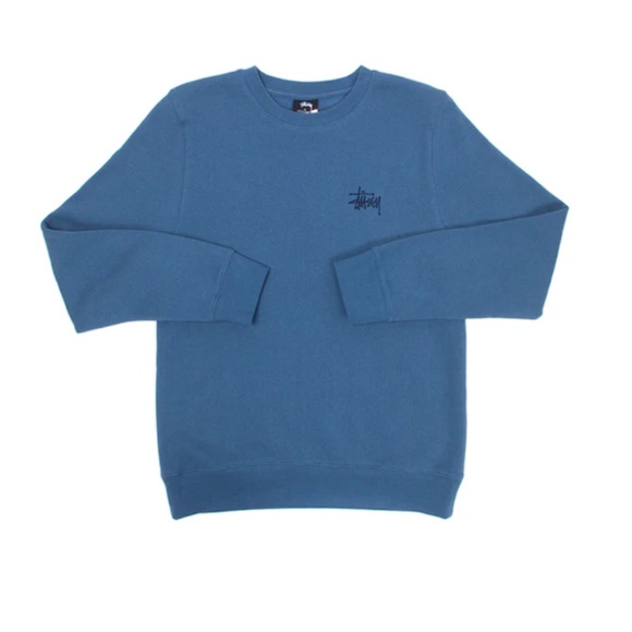 Stussy Classic Crew Sweatshirt Steel Blue Mens S - Picture 4 of 5